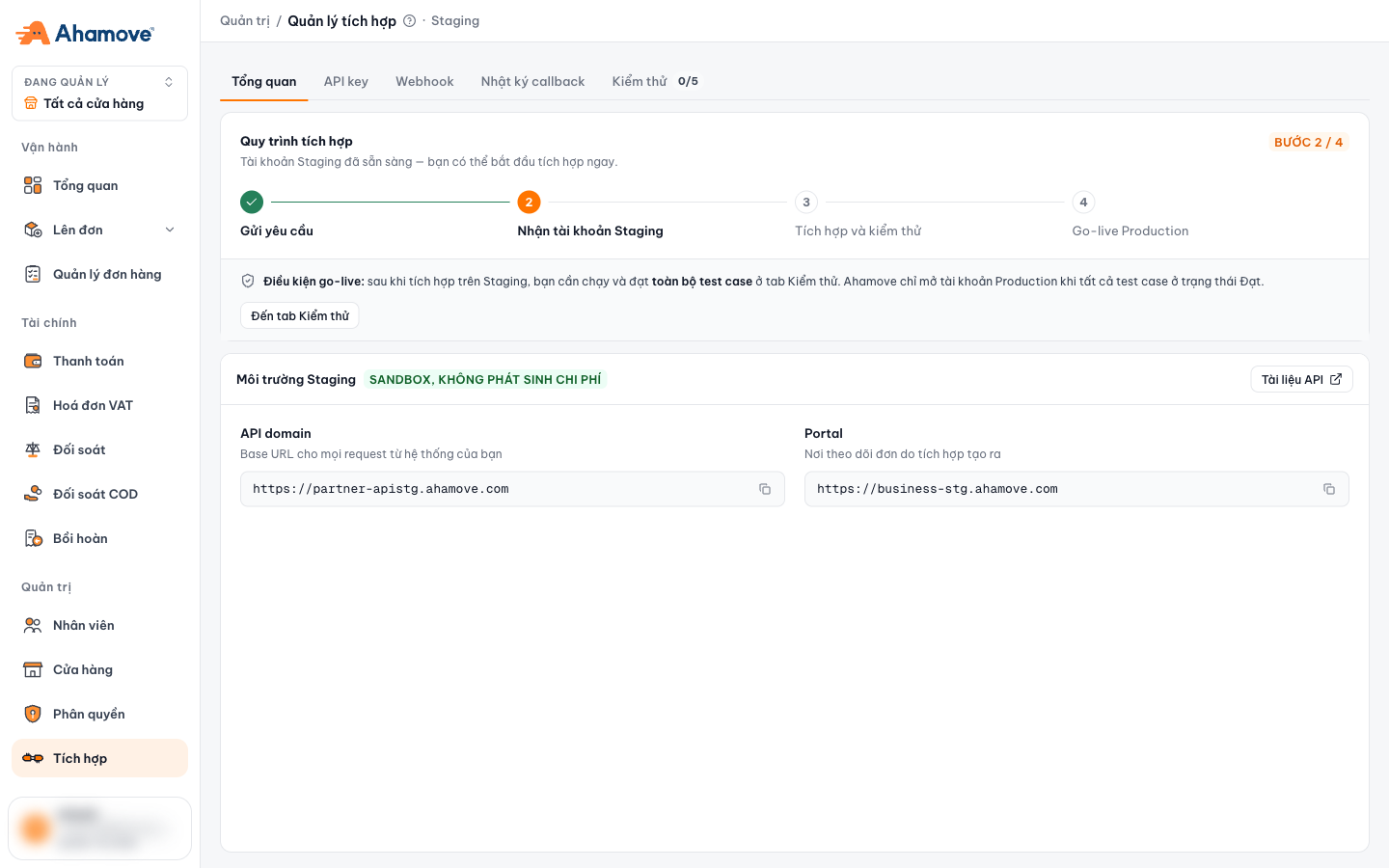 Overview tab: the 4-step process and Staging environment details