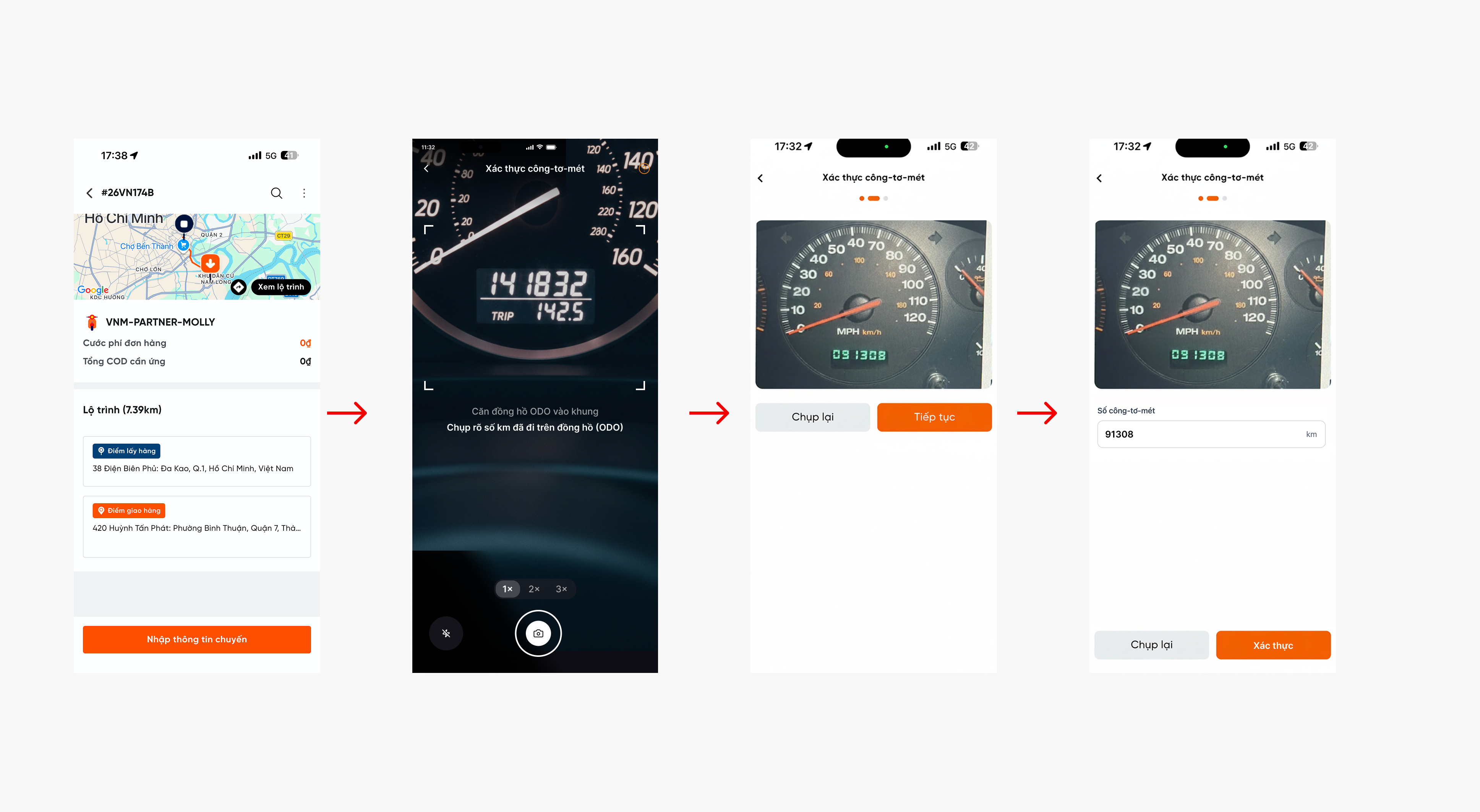 Khai báo ODO trên app tài xế OnWheel