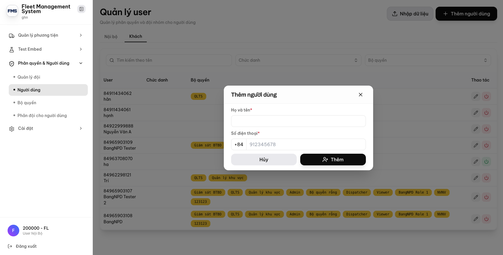 Popup Thêm người dùng